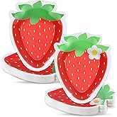 Naozinebi 50 Count Strawberry Party Paper Plates Strawberry Theme Shortcake Dessert Cake Disposable Plates for Birthday Parties, Weddings, Baby Showers Decorations Supplies