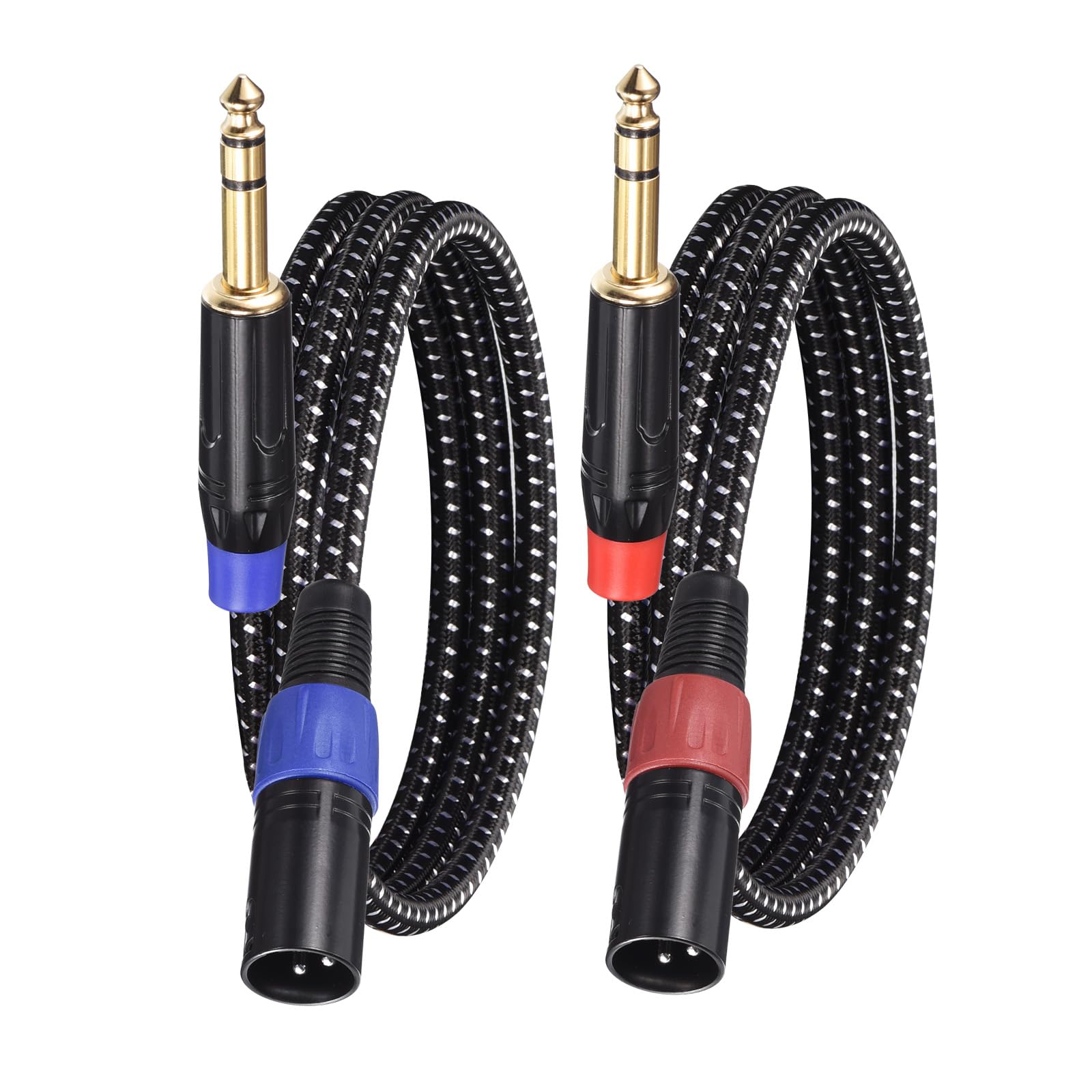 PATIKIL 10ft 22AWG TRS to XLR Male Patch Cables, 2-Pack: Blue & Red, XLR Male to Female, Braided, Indoor, Audio Cable for Microphone & Speaker