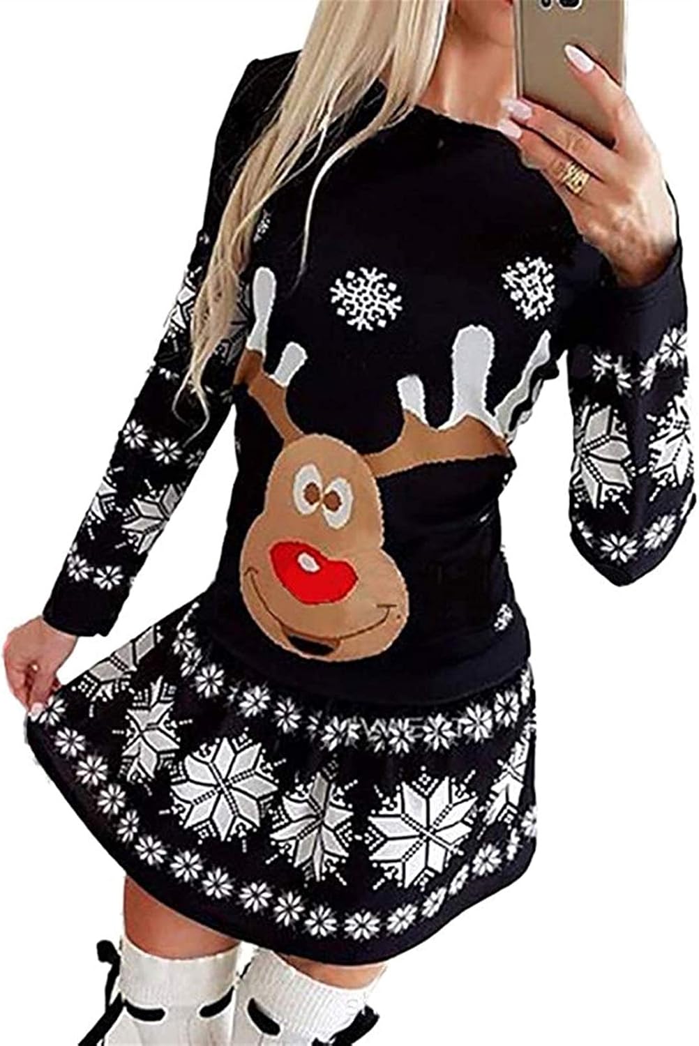 Generisch Weihnachtskleid Damen Weihnachten Langarm Produktbild-Vorschau 6