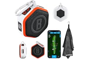 CERTIFIED BRANDS Bushnell Golf Wingman Mini GPS Speaker (Orange/White) | Magnetic Mount, Music & Audible Distances for 38,000+ Courses, Carabiner Clip, Waterproof, 36-Hole Battery, with Signature Series Golf Towel