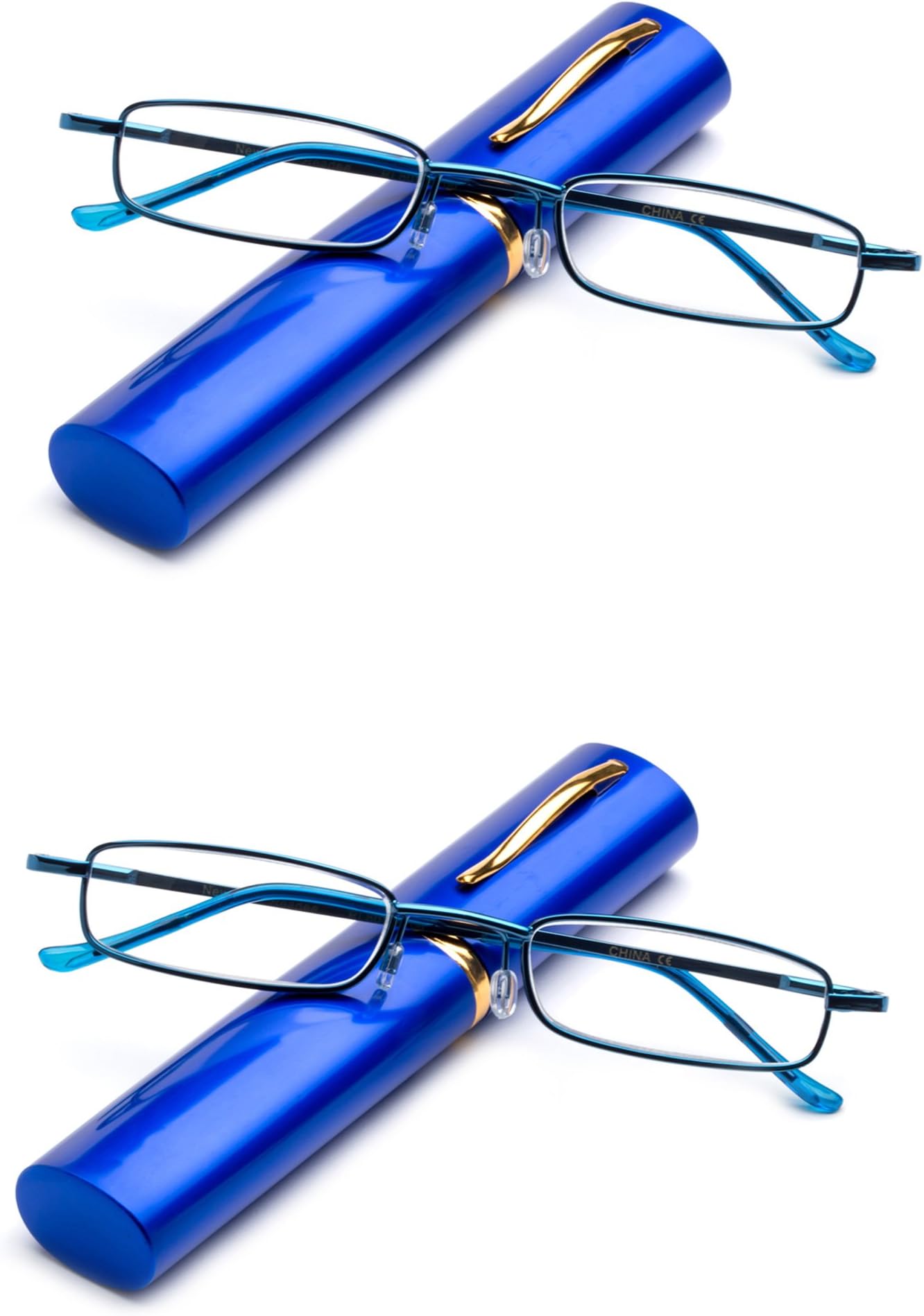 Newbee Fashion -"Pocket" Readers Ultra Compact Spring Temple Reading Glasses w/Portable Pocket Case