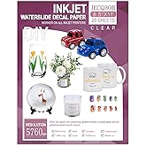 20 Sheets Waterslide Decal Paper INKJET CLEAR,8.5X11 Inch Water Slide Transfer Paper Transparent Printable for Tumblers,Ceram