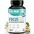 FreshCap 4-in-1 Focus Supplement - Brain Supplements for Memory and Focus - Memory Supplement for Brain, Brain Booster Supplement, Lions Mane Extract, Ayurveda Ginseng (120 Capsules)