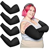 Chuarry 4 Pairs Plus Size Arm Sleeves for Women Men UV Sun Protection Cooling Ice Silk Arm Wraps for Flabby Arms