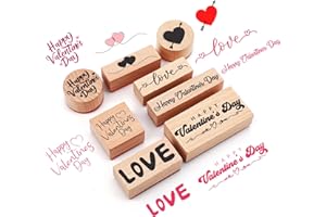 Supervitae 8 Pcs Valentine's Rubber Stamp Set Wooden Rubber Stamps Happy Valentine Heart Stamp Vintage Wooden Rubber Art Stamps for Crafting and DIY Scrapbooking Card Making Hand Book(Word)