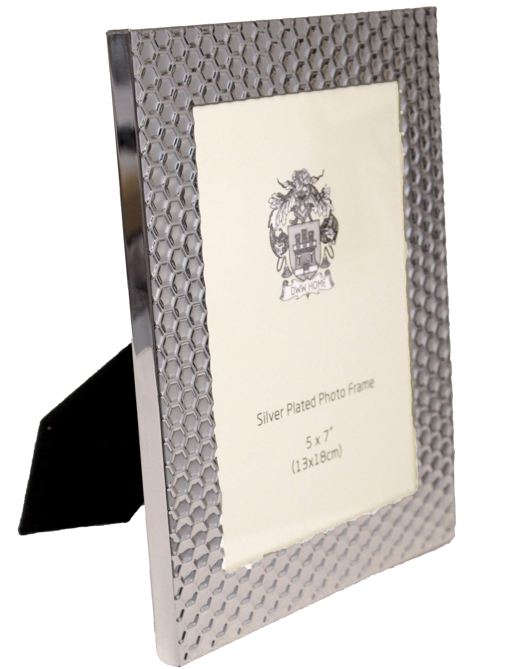 Mano - The Woodstock Silver Plated Photo Frame Honeycomb Design 5 x 7 inch (13 x 18 cm)