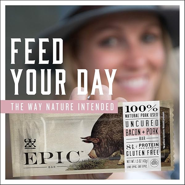 EPIC UNCURED BACON AND PORK BARS, PALEO FRIENDLY, PROTEIN SNACKS, 12 CT, 18 OZ