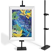Iron Adjustable Tabletop Easel Stand - Up to 29" H Picture Frame Stand with Display Slot, Matte Black Frame Holder for Paintings, Photos, Canvas & Handicrafts, Modern Home Decor
