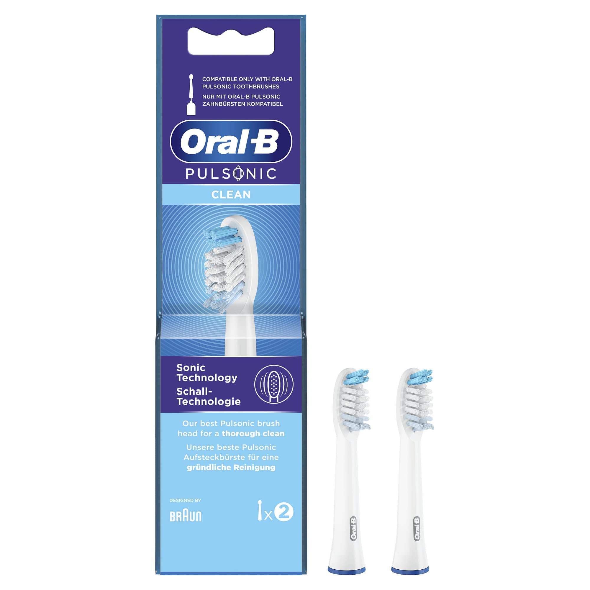 Oral-B Pulsonic Clean Replacement Toothbrush Heads for Oral-B Sonic Toothbrush Heads, Pack of 2 (1 Pack)