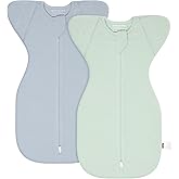MEXXI Swaddle Baby Sleep Sack With Arms Up, 2 Pack Baby Transitional Swaddle with Double Zipper,0.5 TOG