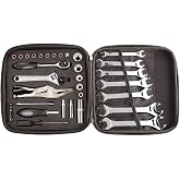 Backcountry Tool Kit-Compact Lightweight Repair Set in EVA Protective Case for Snowmobile, ATV, UTV, Dirtbike METRIC/SAE Wrenches and Mini 1/4" Ratchet, Locking Pliers, Spring Puller Tool