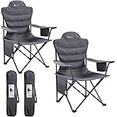 OUTSIDER Folding Camping Chair Heavy Duty Folding Chair 300lbs Oversized Outdoor Chairs with Cup Holder, Cooler Bag, Storage Pocket & Lumbar Support (Style-2, 2)