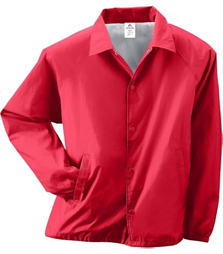 Augusta Sportswear Lined Nylon Coach's Jacket, XL, RED at Amazon