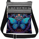 XiaoGalaee Blue Butterfly Crossbody Bag Women Travel Adjustable Shoulder Strap Messenger Bag Unique Birthday Festival Gift Idea for Friend Sister Daily Use Purse