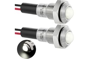 ZGSZJHF 8mm Mini Indicator Light 0.31" Waterproof IP67 Domed Head Metal Stainless Steel Signal Lamp 110V-120V LED Pilot Light with 140mm Wire