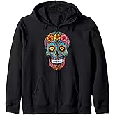 Halloween Sugar Skull Calavera Zip Hoodie