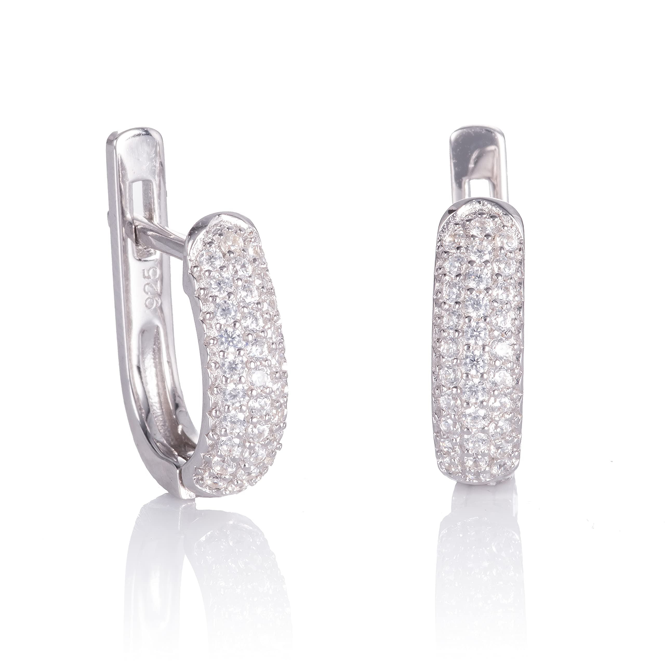 Namana Micro Hoops for Women - 925 Sterling Silver Hoop Earrings With Cubic Zirconia Gemstones - Huggie Earrings in Sterling Silver With Gift Box — image 1