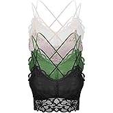 ONESING 8 Pcs Lace Bralettes for Women Padded Bralettes Lace Bra Bralettes Lace Lingerie for Women Girls with Removable Pads