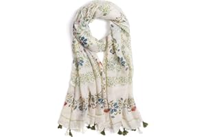 QIUTIMIY Scarf for Women Lightweight Soft Floral Leopard Printed Scarves Fall Winter Fashion Shawl Wrap with Fringe