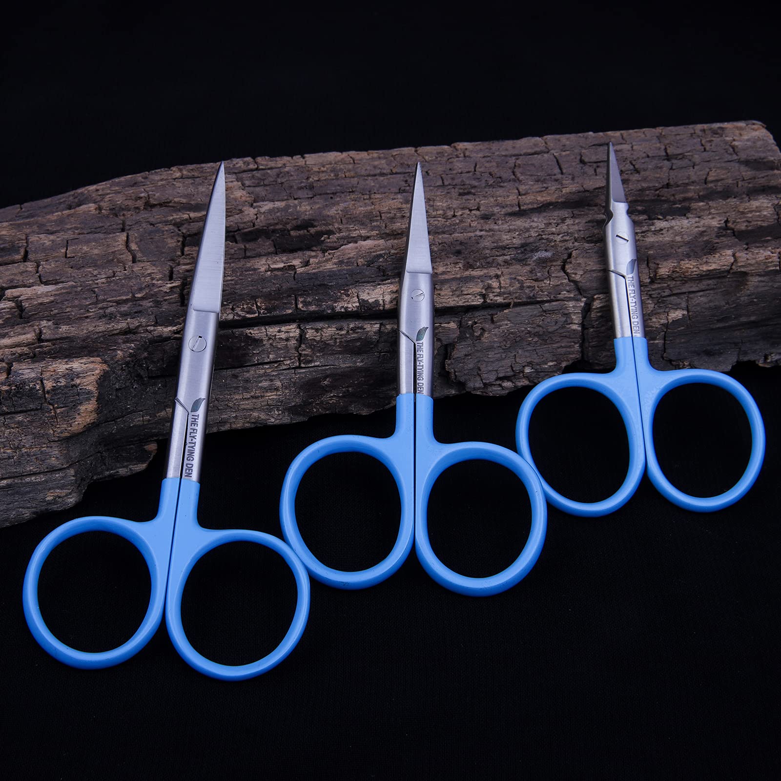 The Fly-Tying Den - Premium Fly Tying Scissor Set - Blue Loop