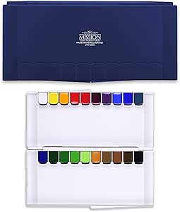 MISSION CrushOn Silver Class Super Size Pans Watercolors 12ml x 20 Colors Palette Set Water Brush by CrushOn (Navy Palette)
