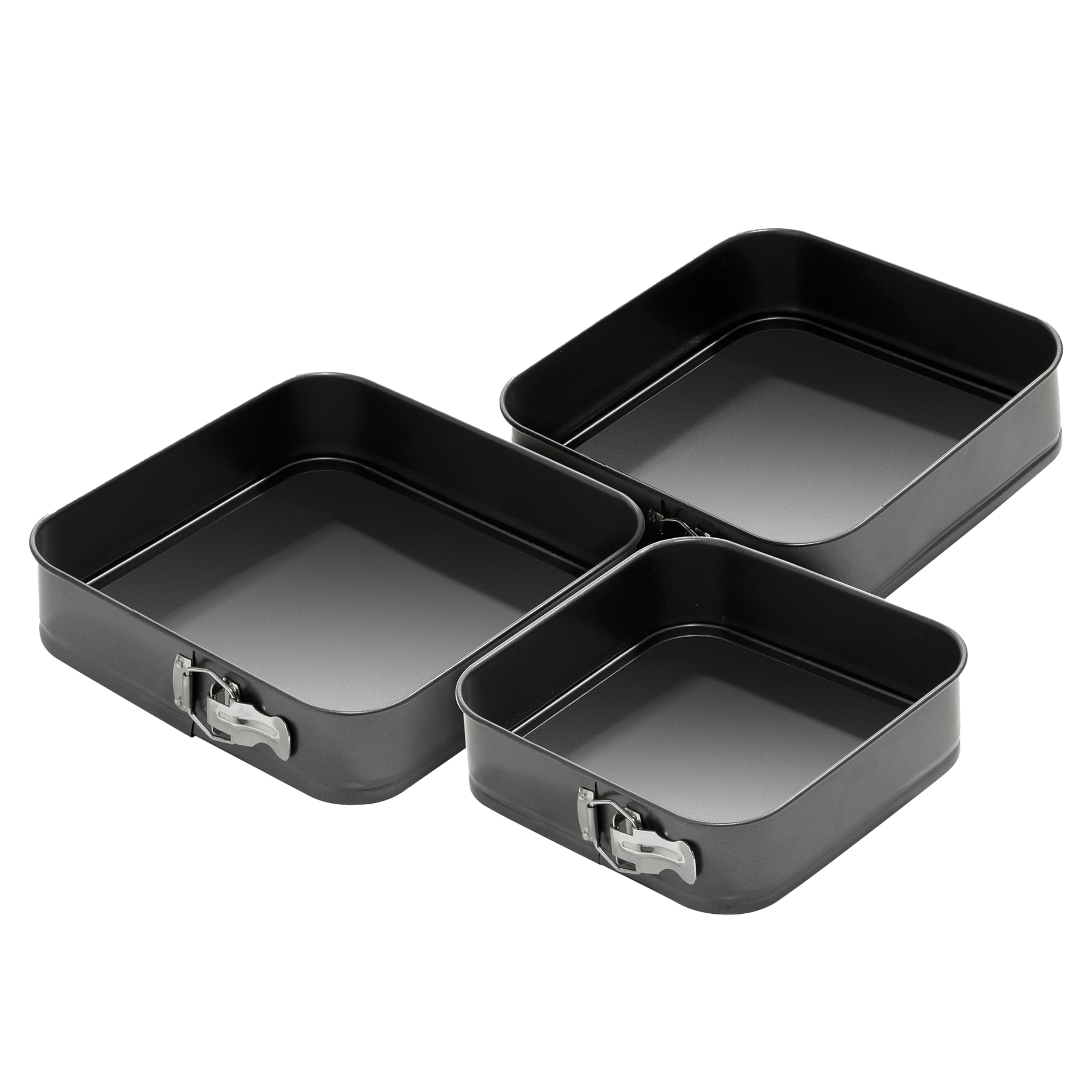 Premier Housewares Versatile Set of Three Spring Form Cake Tin | Durable Cake Storing Tins for Kitchen | Non Stick Coated Cake Storage Tin for Baking | Easy Release Cake Tins