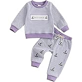 Finegoodwei Halloween Toddler Baby Girl Outfit Cute Long Sleeve Print Sweatshirt Top Pants Fall Winter Pumpkin Clothes