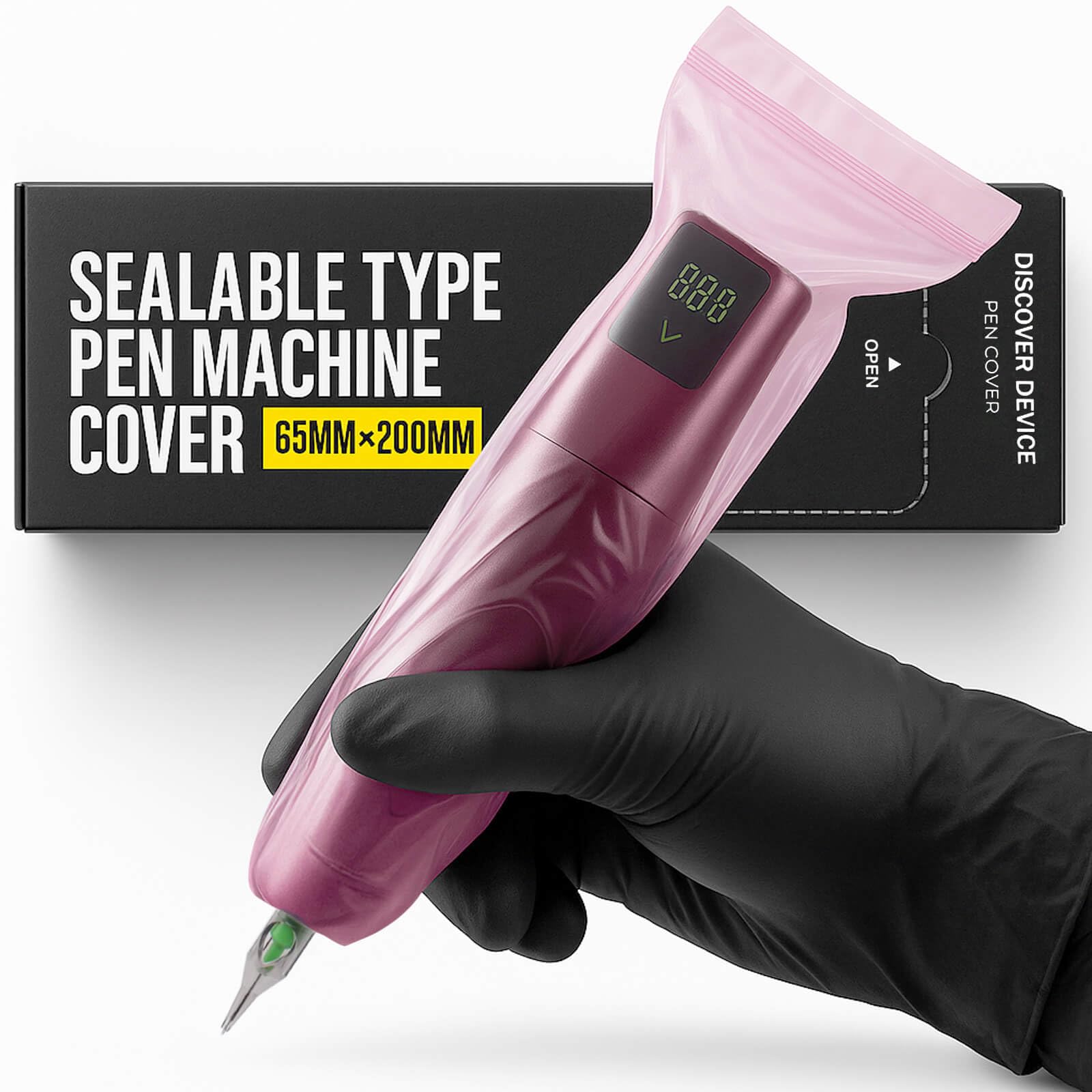 Photo 1 of Sealable Tattoo Pen Covers Large, Gun Covers 2.5''x 7.8'', 200pcs Tattoo Machine Covers, Tattoo Machine Wrap for Tattoo Artists - Pro Supplies Accessories Pink(2.5inchX7.8inch)