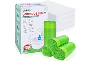 JOCCIK Bedside Commode Liners with Super Aborbent Pad, 100 Bags+100 Pads for Bedside Toilet Chair Bucket