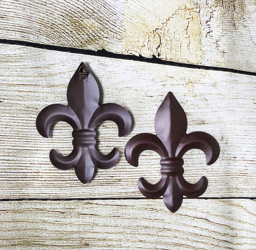 Amazoncom New Set Of 2 Tin FLEUR DE LIS Wall Plaque Hanging Home