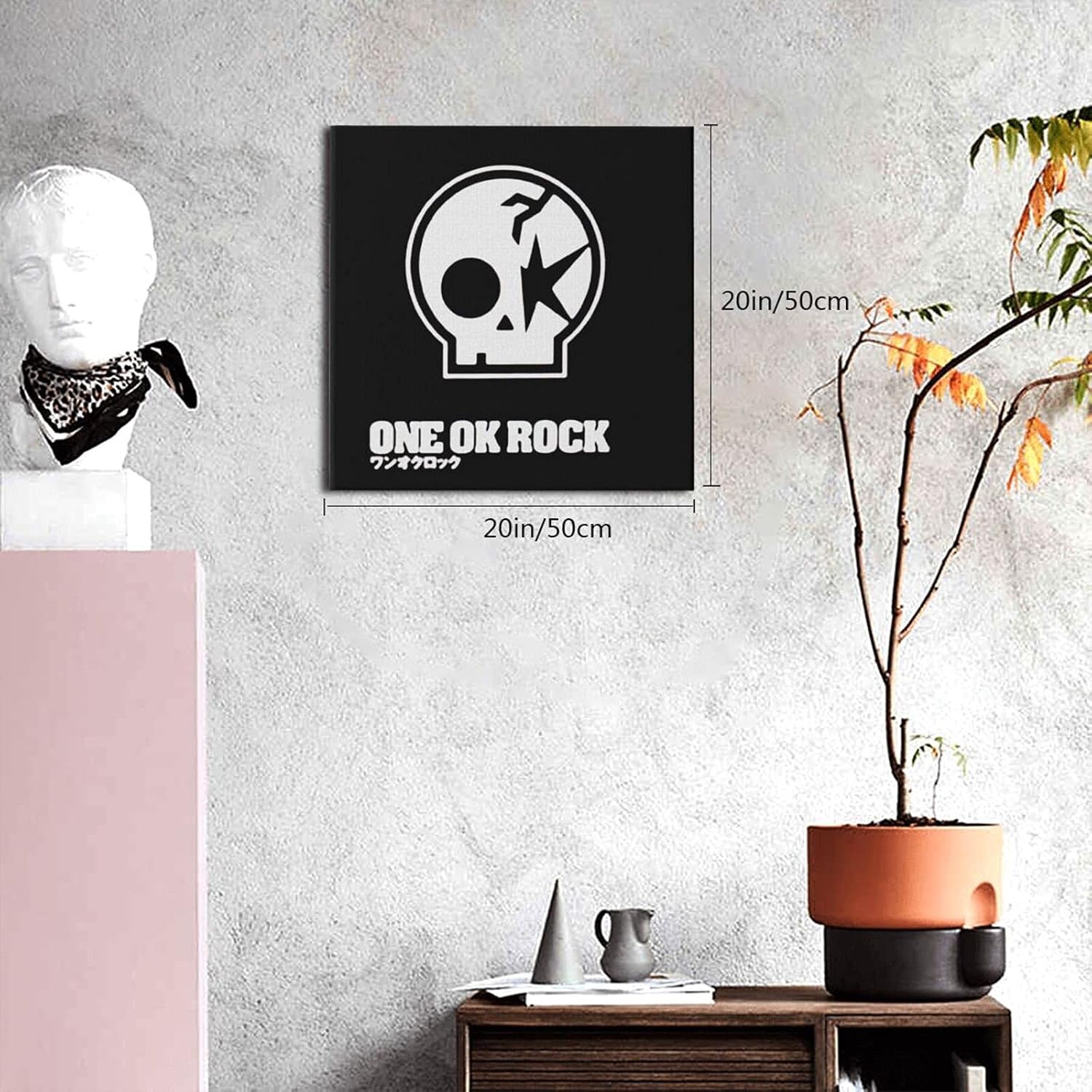 Amazon One Ok Rock ワンオクロック 7 装飾画 壁の絵 飾塗装 壁掛け インテリア 抽象画 部屋飾り キャンバス 絵画 縁のない装飾画 おしゃれ 背景絵画 モダン 絵画 くて取り付けやすい 50 50cm ウォールステッカー オンライン通販