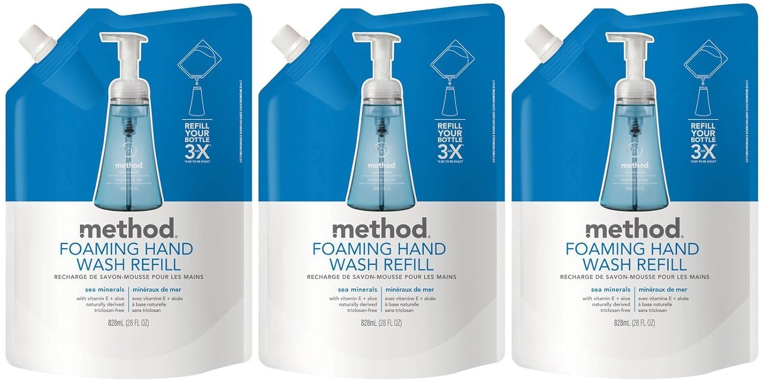 Method Foaming Hand Wash Refill Pouch, Sea Minerals, 28 Fl Oz (Pack of 3): Beauty