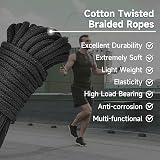 Aorgasms 3 Pack 8MM Black Cotton Rope 10M Cord for Crafts Bundling Hanging DIY view 5
