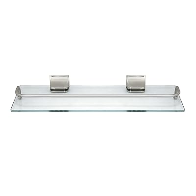 MODONA Glass Wall Shelf with Rail – Satin Nickel