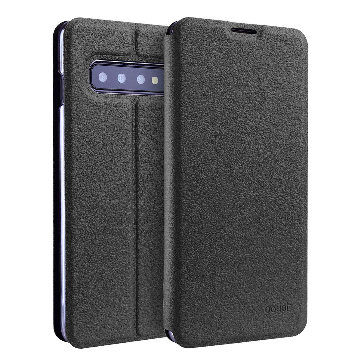 doupi Flip Cover for Samsung Galaxy S10 Plus, Magnet Protective Flip Case Book Style Screen Protector Stand, black โ image 1