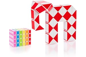 CUBIDI® Magic Snake Cube | Fidget Snake Toy for Kids | Travel Toys for Kids Ages 4-8 | Great Gift for Boys and Girls Birthday, Christmas, Stocking Stuffers - 48 Blocks | 0.9 inch x 0.7 inch | Red