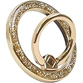 MENTINS Magnetic Phone Ring for MagSafe Grip [Super Magnet] Gold Twinkle Design Ring Holder Stand, magsafe pop Socket, Mag Safe Accessory for iPhone 16/15/14/13 Pro Max Plus, Gold