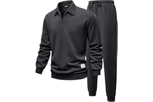 JMIERR Men's Track Suits 2 Piece Outfits Quarter Zipper Polo Shirt Tracksuit & Joggers Sweatpants Sweatsuit Sets