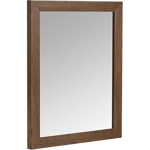 Amazon Basics Rectangular Wall Mirror 16" x 20" - Standard Trim, Walnut