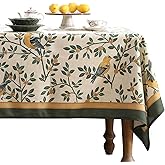 patdrea Designer Vintage French Floral Small Square Tablecloth,Yellow Brids Green Leaves Pattern Linen Table Cloth,Decor Kitchen Dining Holiday Banquet Christmas,Thanksgiving,55"x55"-Warbler