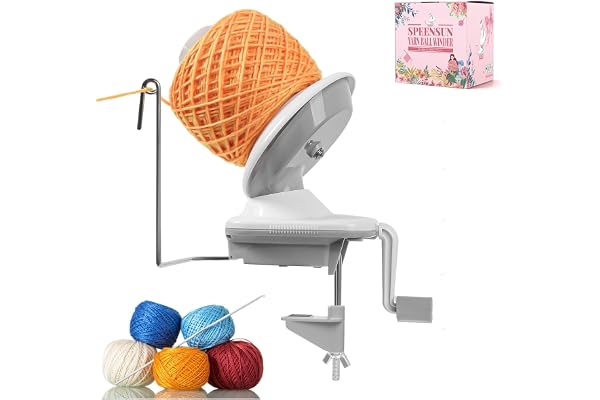 SPEENSUN 3.5 OZ Yarn Ball Winder, Low Noise Spinner for Crocheting, Grey | ABS Manual Ball Maker with Non-Slip Table Clamp, Easy Install Knitting Tool, Smooth Operationfor Yarns Below Size 5