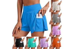 Gym Shorts for Women Quick Dry 2 in 1 2 in 1 Running Athletic Short Pant High Waisted Tennis Golf Skort with Pockets