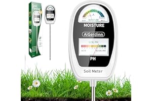 AiGerdinn 2-in-1 Soil Test Kit, Soil Moisture Meter, Soil pH Meter -Dual Dial-Simultaneously-Display Results-Soil pH Tester, Moisture Meter for House Plants,Lawn,Garden,Farm Indoor&Outdoor-LightWhite