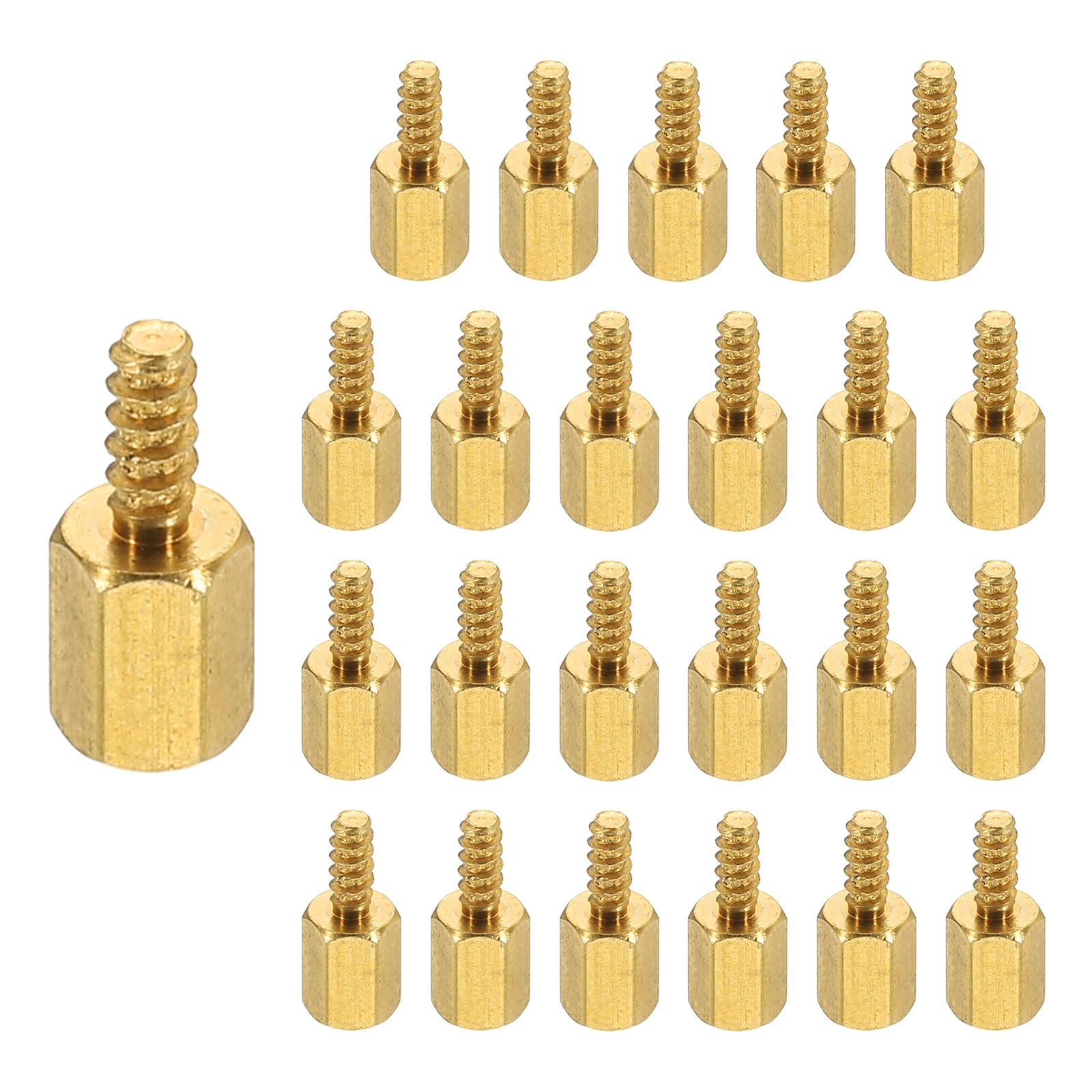 PATIKIL 24pcs M2.5 Male to Female Self-Tapping Hex Standoffs Spacers Pillars, M2.5 6+6mm Brass Motherboard Standoffs Copper — image 1