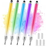 AmberVec Stylus Pens for Touch Screens, Universal 2 in 1 Stylus Pen for iPad Compatible with iPhone, iPad, Android, Microsoft Tablets, Phones, Surface,[5 Pack]-Blue,Green,Pink,Purple,Yellow