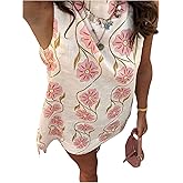 SOLY HUX Women's Floral Print Mini Dress Crew Neck Sleeveless Summer Dresses