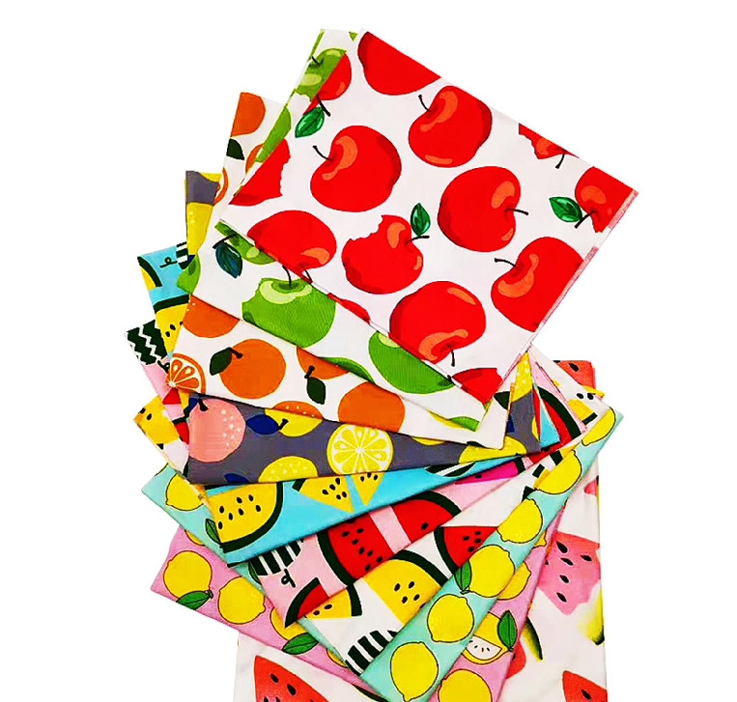 CraftsFabrics 10pcs 40cm x 50cm Fruit Series Printed Twill Cotton Fat Quarters Bundle Material for Quilting, Scrapbooking, DIY Projects, Collage, Patchwork