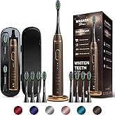 Wagner Stern IntelliBrush Series Whitening Electric Toothbrush with Pressure Sensor. Offers 4 Brushing Modes, 3 intensities, 8 Soft Brush Heads, and a Luxury Travel case.