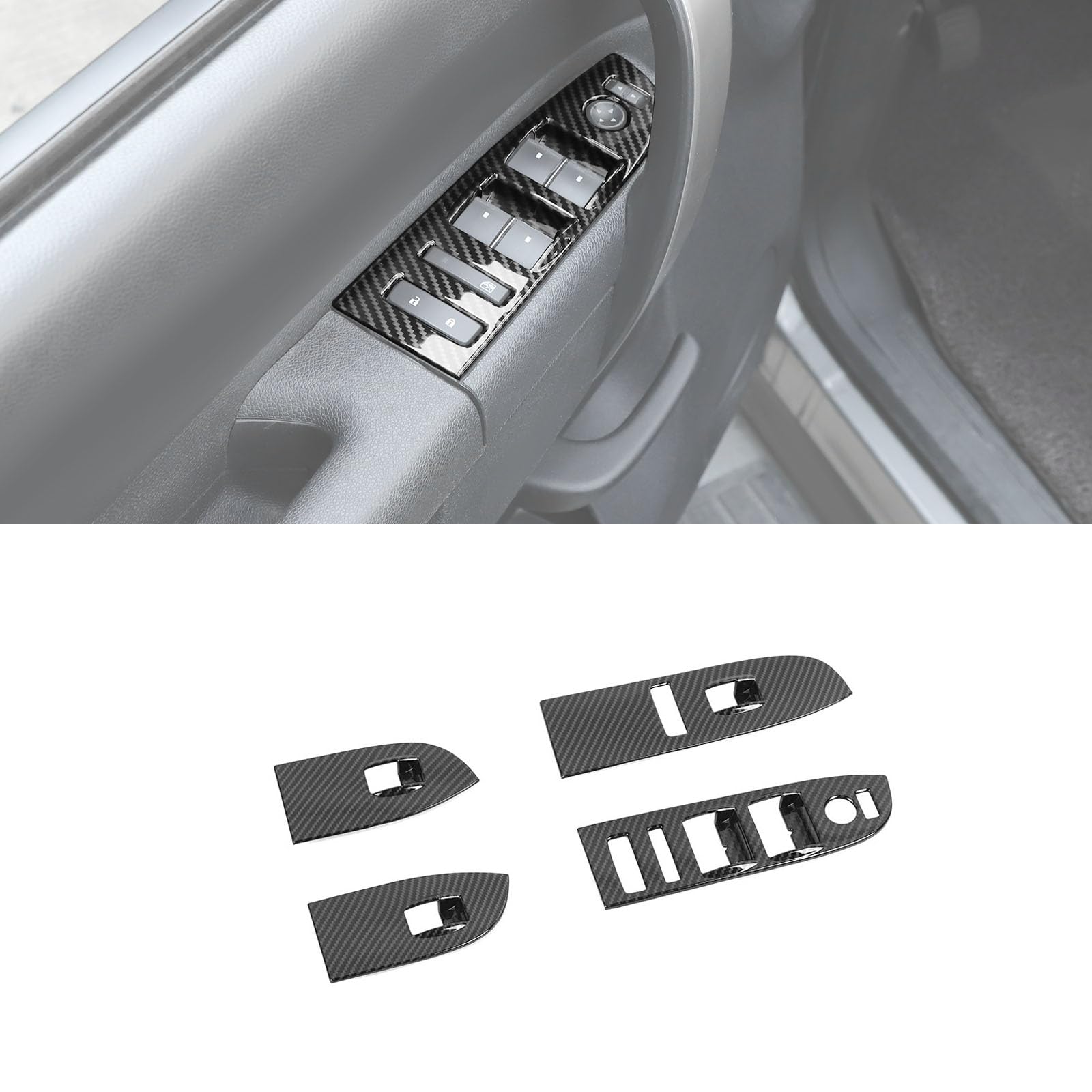 Photo 1 of RAZPOY Carbon Fiber Window Lift Switch Panel Cover Trim Compatible with Chevy Silverado & GMC-Sierra 2007-2013