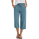 ANRABESS Capris Pants for Women Summer Casual Loose Drawstring Elastic High Waist Straight 2026 Lounge Beach Cropped Trousers